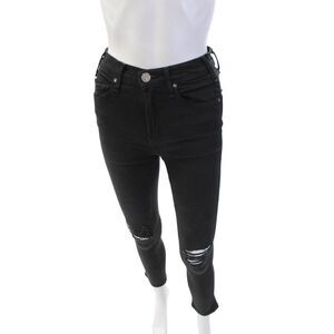 McGuire Womens Cotton Zip Button Distressed Slim Leg Jeans Black Size EUR 24